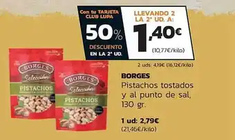 Supermercados Lupa Borges pistachos tostados y al punto de sal oferta