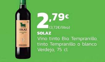 Supermercados Lupa Solaz vino tinto bio tempranillo tinto tempranillo o blanco verdejo oferta