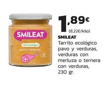 Supermercados Lupa Smileat tarrito ecológico pavo y verduras, verduras con merluza o ternera con verduras oferta
