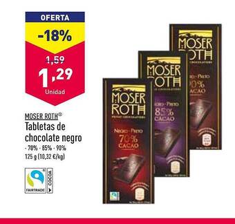 ALDI Moser roth tabletas de chocolate negro oferta