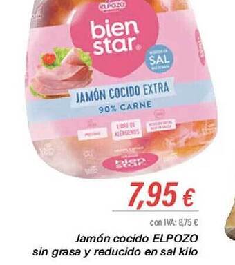 Cash Ifa Jamón cocido elpozo sin grasa y reducido en sal kilo oferta