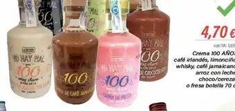 Cash Ifa Crema 100 años café irlandés, limonciño whisky, café jamaicano arroz con leche choco-cereza o fresa botella oferta