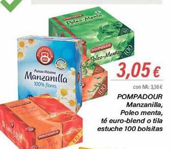 Cash Ifa Pompadour manzanilla, poleo menta, té euro-blend o tila estuche 100 bolsitas oferta