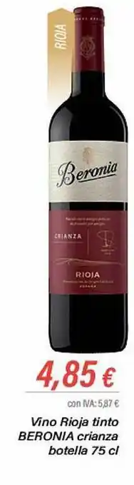 Cash Ifa Vino rioja tinto beronia crianza botella oferta