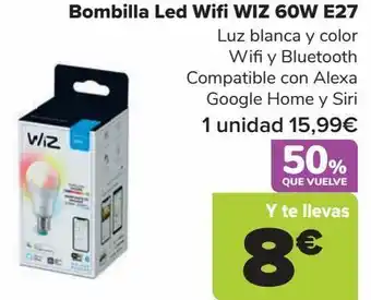 Carrefour Bombilla led wifi wiz 6w e27 oferta