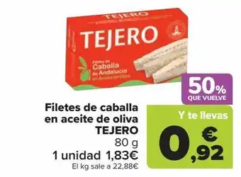 Carrefour Filetes de caballa en aceite de oliva tejero oferta
