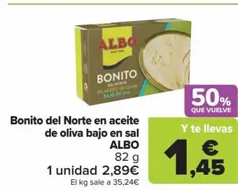 Carrefour Bonito del norte en aceite de oliva bajo en sal albo oferta