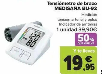 Carrefour Tensiómetro de brazo medisana bu-92 oferta