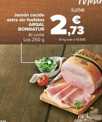 Carrefour Jamón cocido extra sin fosfatos argal bonnatur oferta