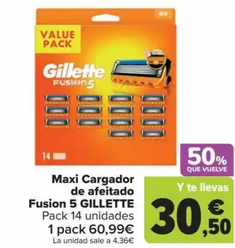 Carrefour Maxi cargador de afeitado fusion 5 gillette oferta