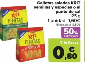 Carrefour Galletas saladas krit semillas y especias o al punto desal oferta