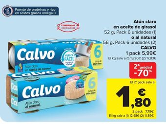 Carrefour Atún claro en aceite de girasol o al natural calvo oferta