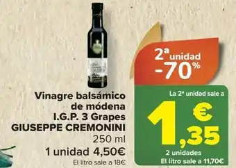 Carrefour Vinagre balsámico de módena i.g.p. 3 grapes giuseppe cremonini oferta