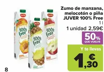 Carrefour Zumo de manzana, melocotón piña juver 100% free oferta