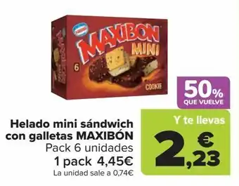 Carrefour Helado mini sándwich con galletas maxibón oferta