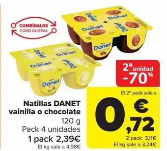 Carrefour Natillas danet vainilla o chocolate oferta