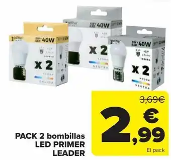 Carrefour Pack 2 bombillas led primer leader oferta