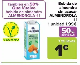 Carrefour Bebida de almendra sin azúcar almendrola oferta
