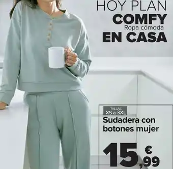 Carrefour Sudadera con botones mujer oferta