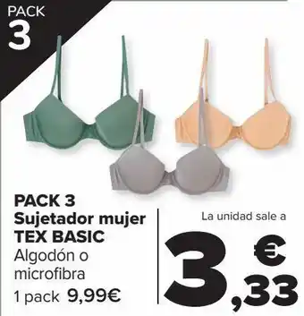 Carrefour Pack 3 sujetador mujer tex basic oferta