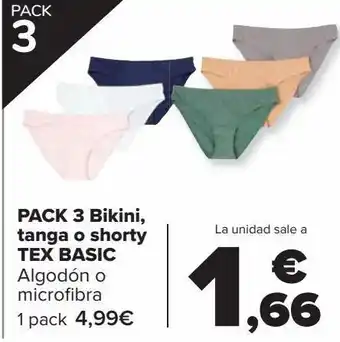 Carrefour Pack 3 bikini, tanga o shorty tex basic oferta