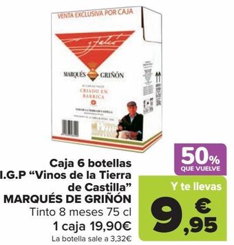 Carrefour Caja 6 botellas i.g.p "vinos de la tierra de castilla" marqués de griñón oferta