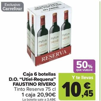 Carrefour Caja 6 botellas d.o. "utiel-requena" faustino rivero oferta