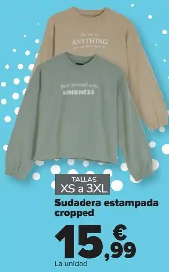 Carrefour Sudadera estampada cropped oferta
