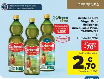 Carrefour Aceite de oliva virgen extra hojiblanca, arbequina o picual carbonell oferta