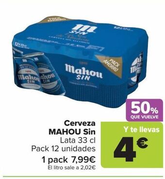 Carrefour Cerveza mahou sin oferta