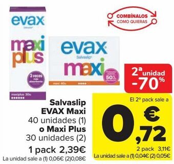Carrefour Salvaslip evax maxi o maxi plus oferta