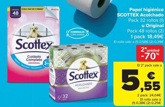 Carrefour Papel higiénico scottex acolchado u original oferta