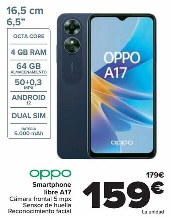 Carrefour Oppo smartphone libre a17 oferta