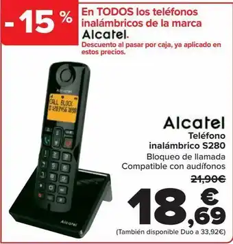 Carrefour Alcatel teléfono inalámbrico s280 oferta