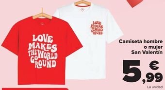 Carrefour Camiseta hombre o mujer san valentín oferta