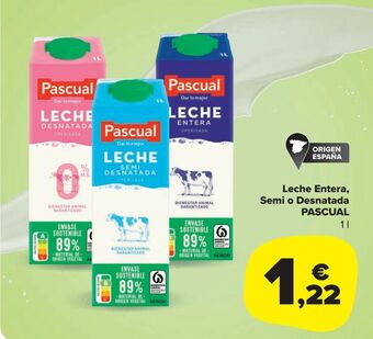Carrefour Market Leche entera semi o desnatada pascual oferta