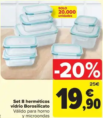 Carrefour Set 8 herméticos vidrio borosilicato oferta