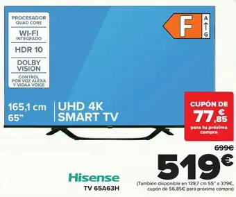 Carrefour Hisense tv 65a63h oferta