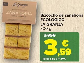 Carrefour Bizcocho de zanahoria ecológico la granja oferta