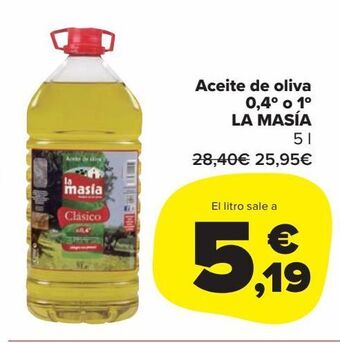 Carrefour Market Aceite de oliva 0,4° o 1° la masia oferta