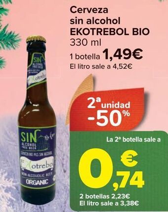 Carrefour Cerveza sin alcohol ekotrebol bio oferta