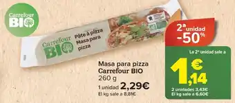 Carrefour Masa para pizza carrefour bio oferta