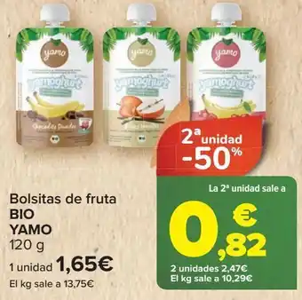 Carrefour Bolsita de frutas bio yamo oferta