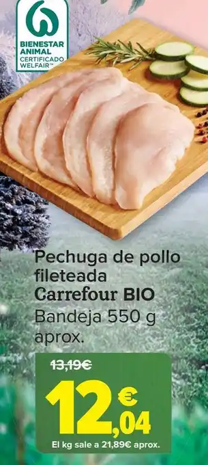 Carrefour Pechuga de pollo fileteada carrefour bio oferta