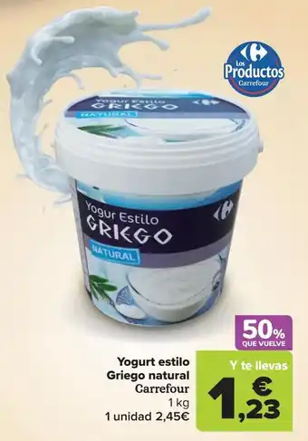 Carrefour Market Yogurt estilo griego natural oferta