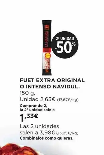 Hipercor Fuet extra original o intenso navidul oferta