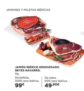 El Corte Inglés Jamón ibérico deshuesado reyes navarro oferta