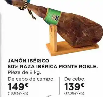 Hipercor Jamon ibérico 50% raza ibérica monte roble oferta