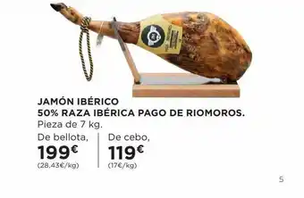 Hipercor Jamón ibérico 50% raza ibérica pago de riomoros oferta