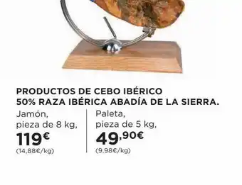 Hipercor Productos de cebo ibérico 50% raza ibérica abadía de la sierra oferta